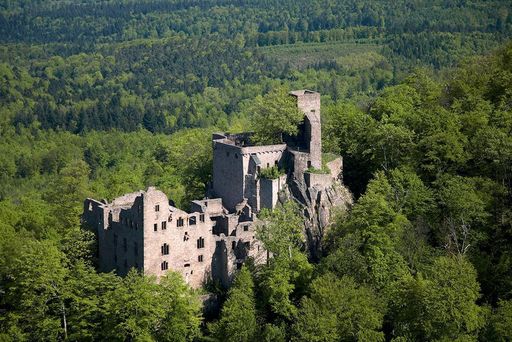 Luftansicht vom Alten Schloss Hohenbaden