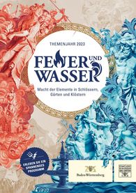 Titel der Broschüre "Themenjahr 2023 - Feuer und Wasser"