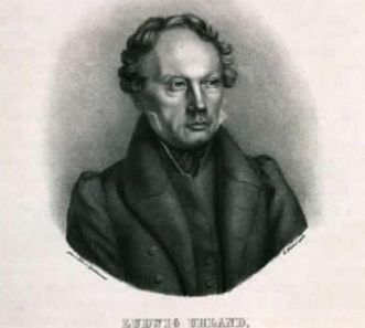 Bildnis von Ludwig Uhland, Lithografie um 1850